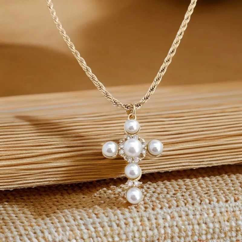 Design inspired Necklace Y2K Pearl Cross Charm Pendant Stainless Steel Women Religious Jewelry Catholic Exquisite Gift for her
Design inspired Necklace Y2K Pearl Cross Charm Pendant Stainless Steel Women Religious Jewelry Catholic Exquisite Gift for her