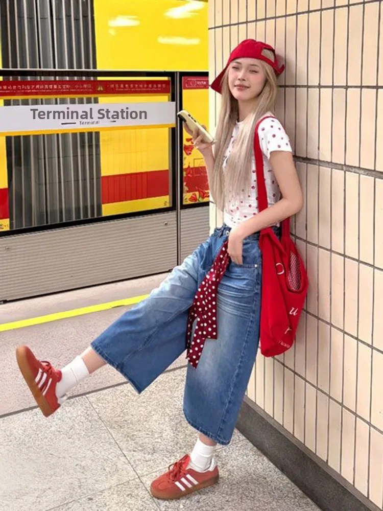High Waist Wide Leg Seven Inch Denim Jeans Women's Summer New Style Retro Slimming Straight Cut Versatile Jeans by Aisa Person
High Waist Wide Leg Seven Inch Denim Jeans Women's Summer New Style Retro Slimming Straight Cut Versatile Jeans by Aisa Person