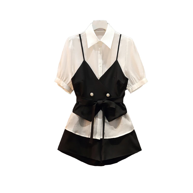 Women Short Suit Patchwork Shirt Top And Short Pant Two Piece Set Summer Matching Outfit Female High Street Sexy Fashion Clothes
Women Short Suit Patchwork Shirt Top And Short Pant Two Piece Set Summer Matching Outfit Female High Street Sexy Fashion Clothes