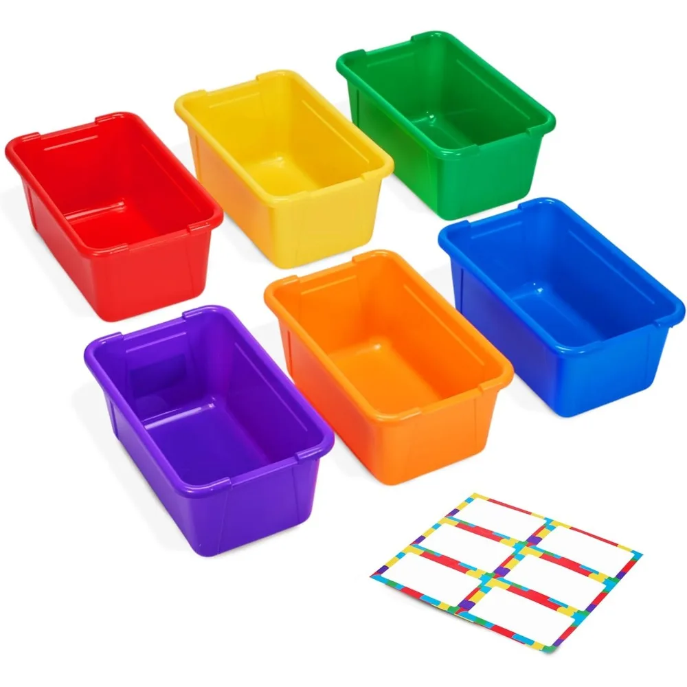 Six Quart Rainbow Stackable Storage Bins with Labels for Crafts and Building Supplies
Six Quart Rainbow Stackable Storage Bins with Labels for Crafts and Building Supplies
