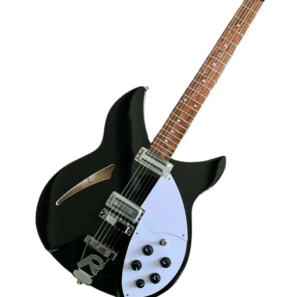 High quality Rickenbacker 325 electric guitar, vibrato system bridge, three-piece pickup, black guitar
High quality Rickenbacker 325 electric guitar, vibrato system bridge, three-piece pickup, black guitar