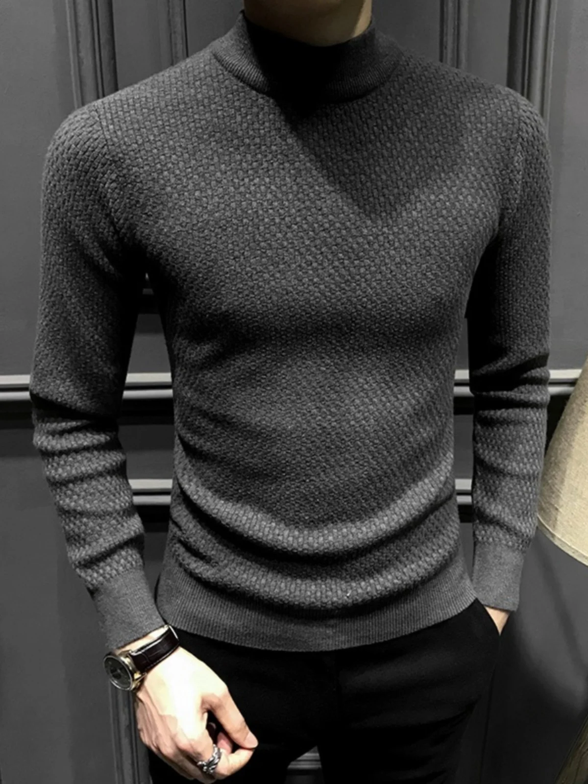 Faionable Slim Fit Men's Knitwear f High Collar Sweater Inner Wear Autumn Winter Diamond Pattern Long Sve Youth Sle
Faionable Slim Fit Men's Knitwear f High Collar Sweater Inner Wear Autumn Winter Diamond Pattern Long Sve Youth Sle