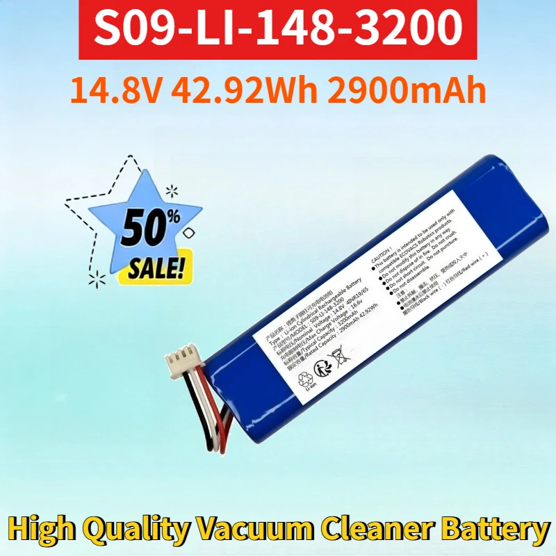 S09-LI-148-3200 14.8V 42.92Wh 2900mAh Li-ion Rechargeable Battery for Robot Vacuum Cleaner High Quality Vacuum Cleaner Battery
S09-LI-148-3200 14.8V 42.92Wh 2900mAh Li-ion Rechargeable Battery for Robot Vacuum Cleaner High Quality Vacuum Cleaner Battery
