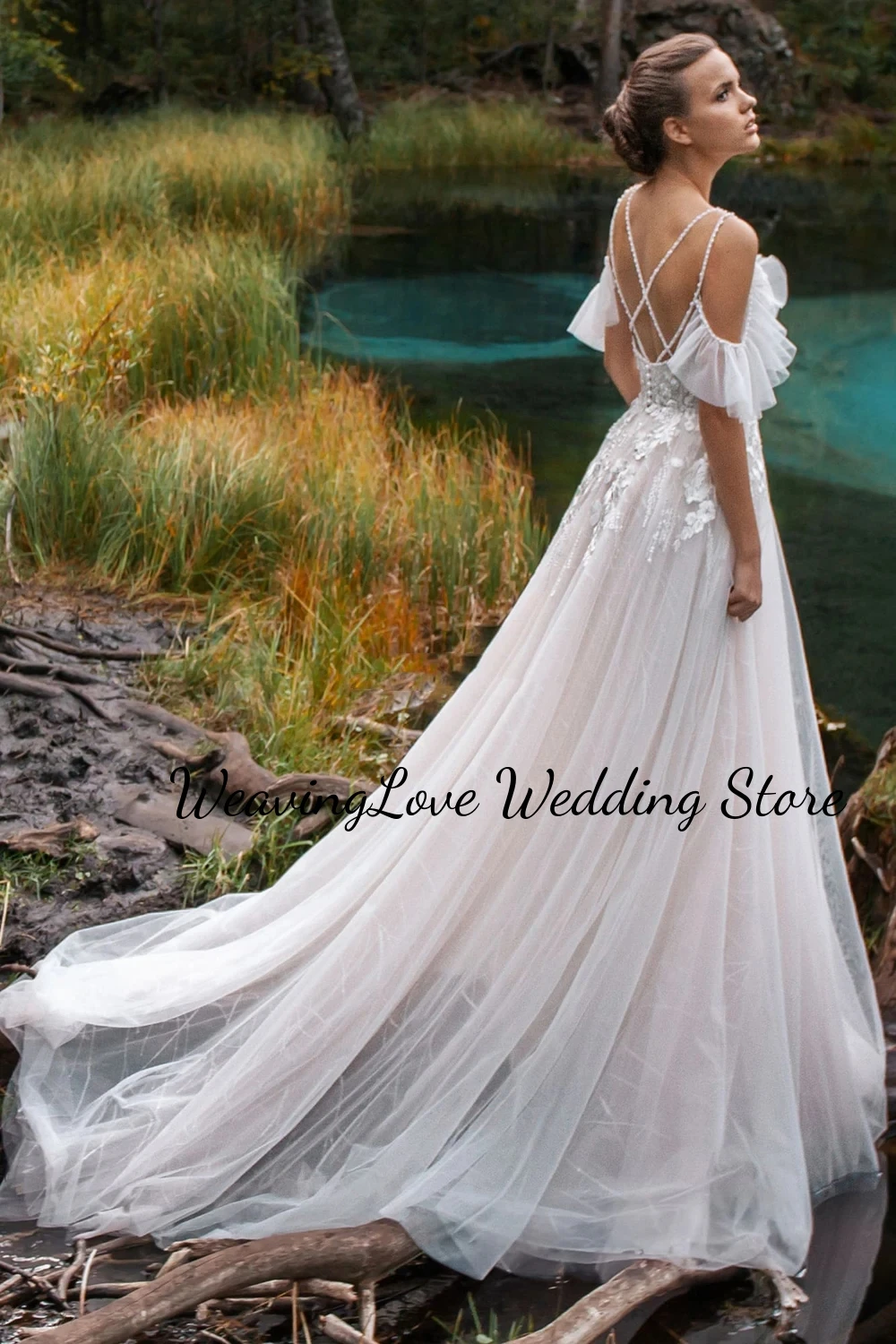 V-neck Drop Shoulder Wedding Dresses For Women 3D Flowers Appliques Backless Chiffon A-Line Floor Length Vestido De Casamento
V-neck Drop Shoulder Wedding Dresses For Women 3D Flowers Appliques Backless Chiffon A-Line Floor Length Vestido De Casamento