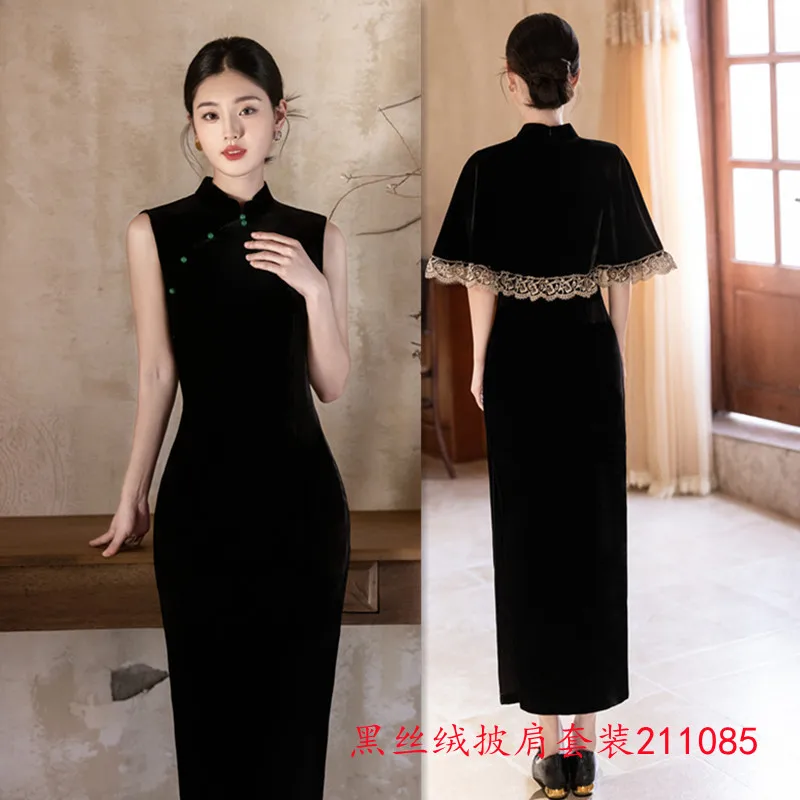Yourqipao Китайский черный бархатный комплект Cheongsam с шалью, осень 2022, новый стиль, улучшенное вечернее платье Qipao
Yourqipao Китайский черный бархатный комплект Cheongsam с шалью, осень 2022, новый стиль, улучшенное вечернее платье Qipao