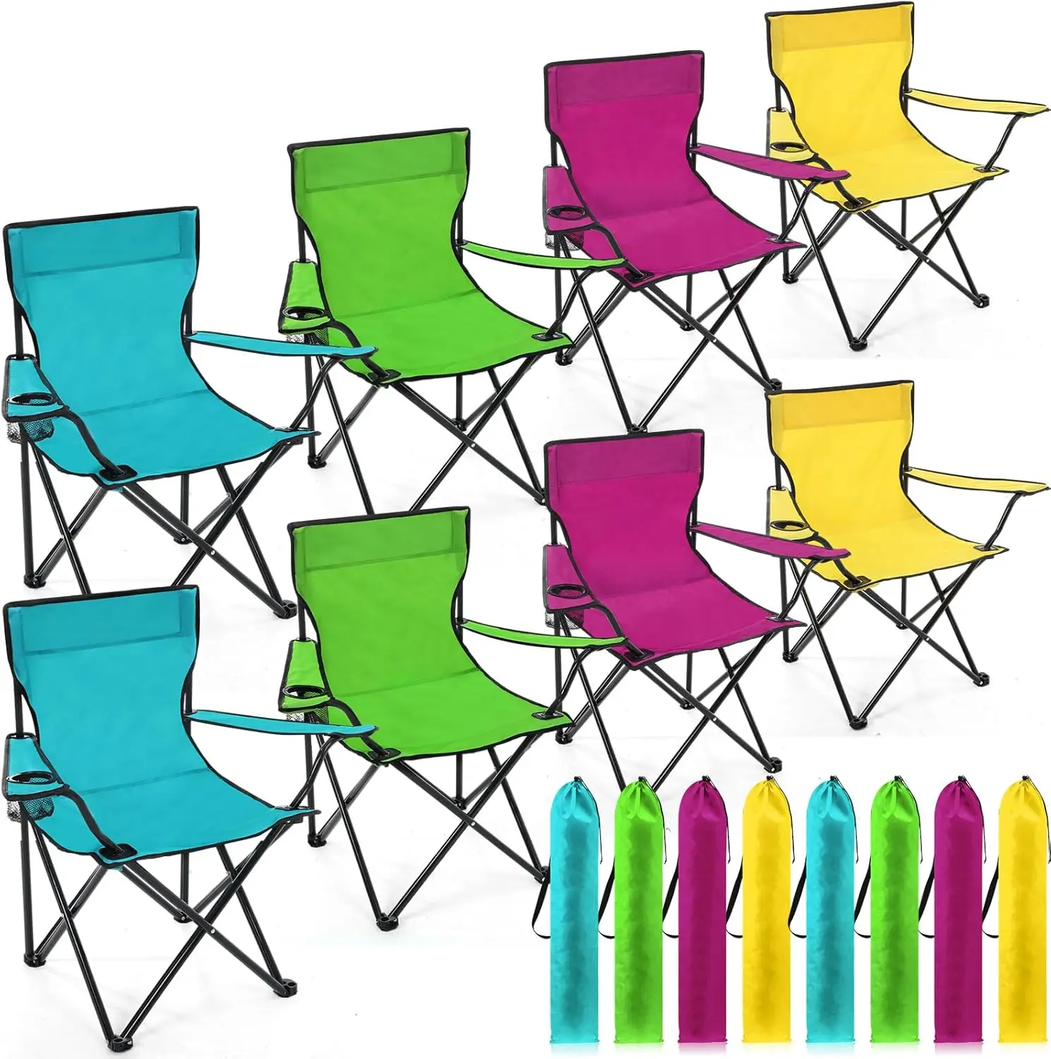 8 Pcs Folding Camping Chairs with Cupholder and Carry Bag Regular Size Portable Lightweight Lawn Chair with Mesh
8 Pcs Folding Camping Chairs with Cupholder and Carry Bag Regular Size Portable Lightweight Lawn Chair with Mesh