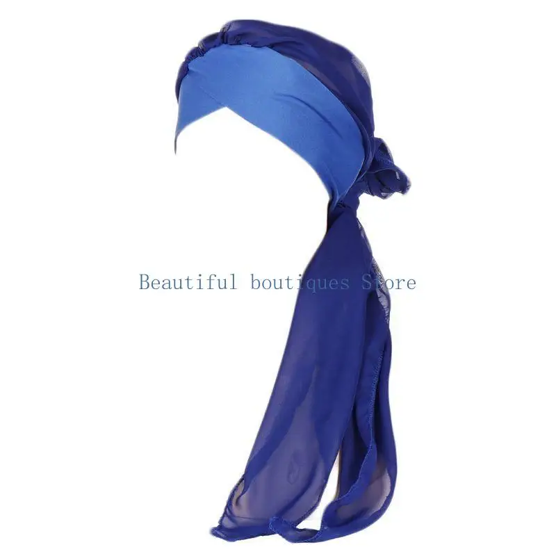 U4LF Women Muslim Elastic Turban Chiffon Long Tail Ruffle Hat Solid Color for Head Sc
U4LF Women Muslim Elastic Turban Chiffon Long Tail Ruffle Hat Solid Color for Head Sc