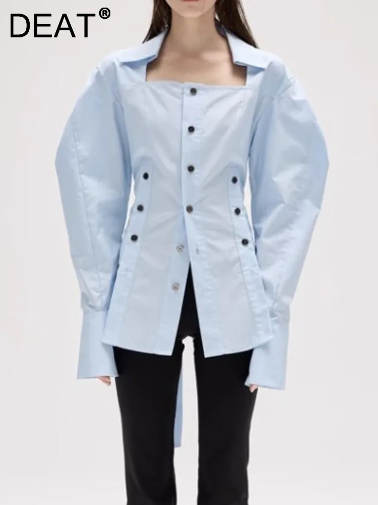 DEAT Fashion Women Shirt Loose Square Collar Triple Breasted Full Sleeve 100% Washed Cotton Blouses Spring 2024 New Tide 17A9775
DEAT Fashion Women Shirt Loose Square Collar Triple Breasted Full Sleeve 100% Washed Cotton Blouses Spring 2024 New Tide 17A9775