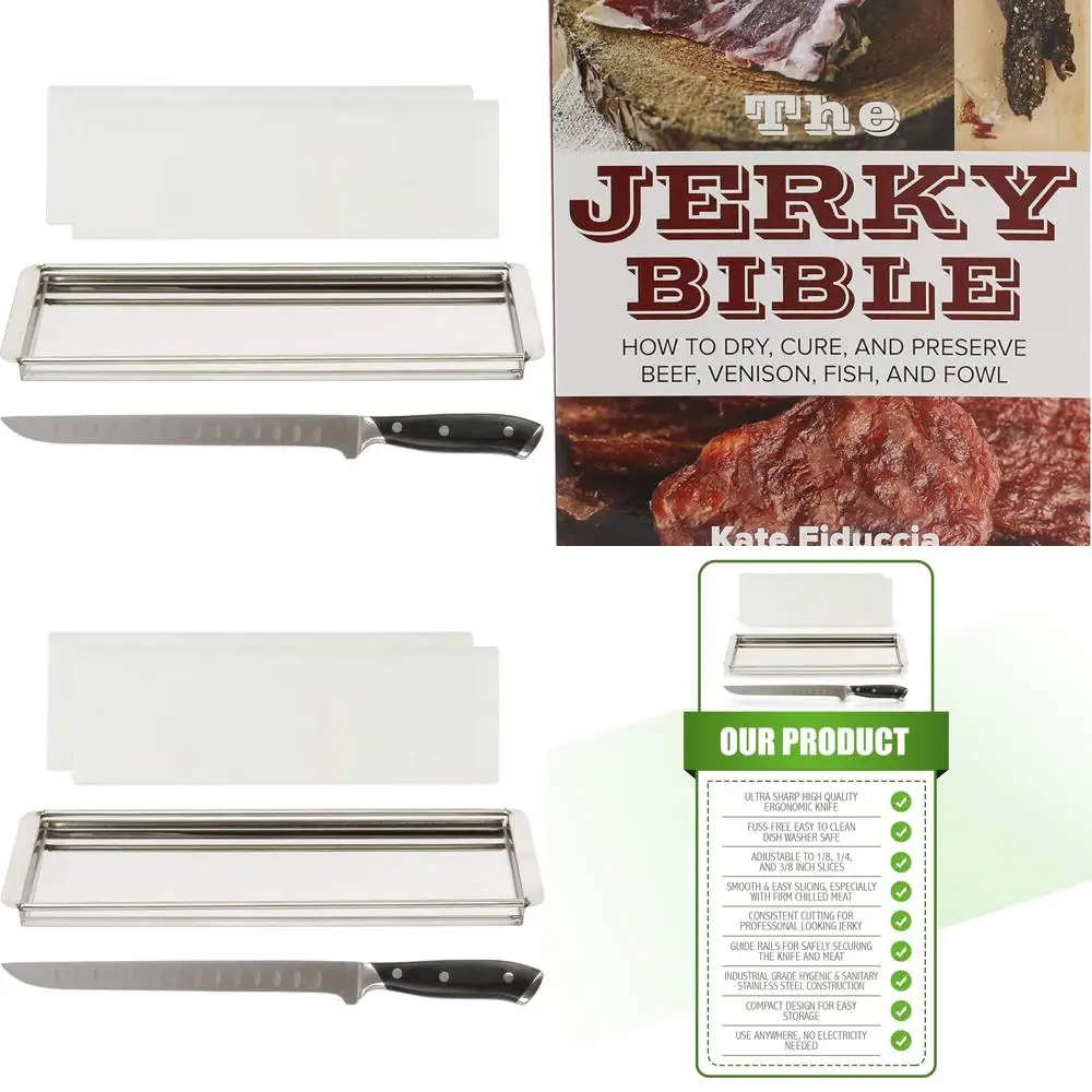 Набор вяленых нарезков для говядины — регулируемая толщина, 10, нож, разделочная доска, руководство по отверждения, можно мыть в посудомоечной машине
Набор вяленых нарезков для говядины — регулируемая толщина, 10, нож, разделочная доска, руководство по отверждения, можно мыть в посудомоечной машине