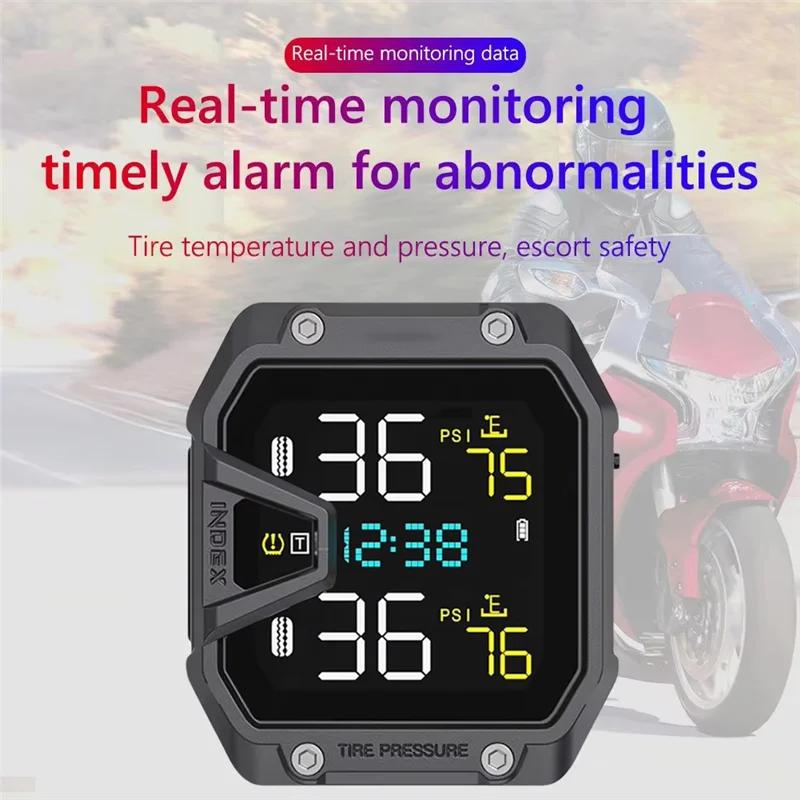 Motorcycle TPMS With 2 Sensors IP65 Waterproof Wireless Tire Pressure Monitoring System
Motorcycle TPMS With 2 Sensors IP65 Waterproof Wireless Tire Pressure Monitoring System