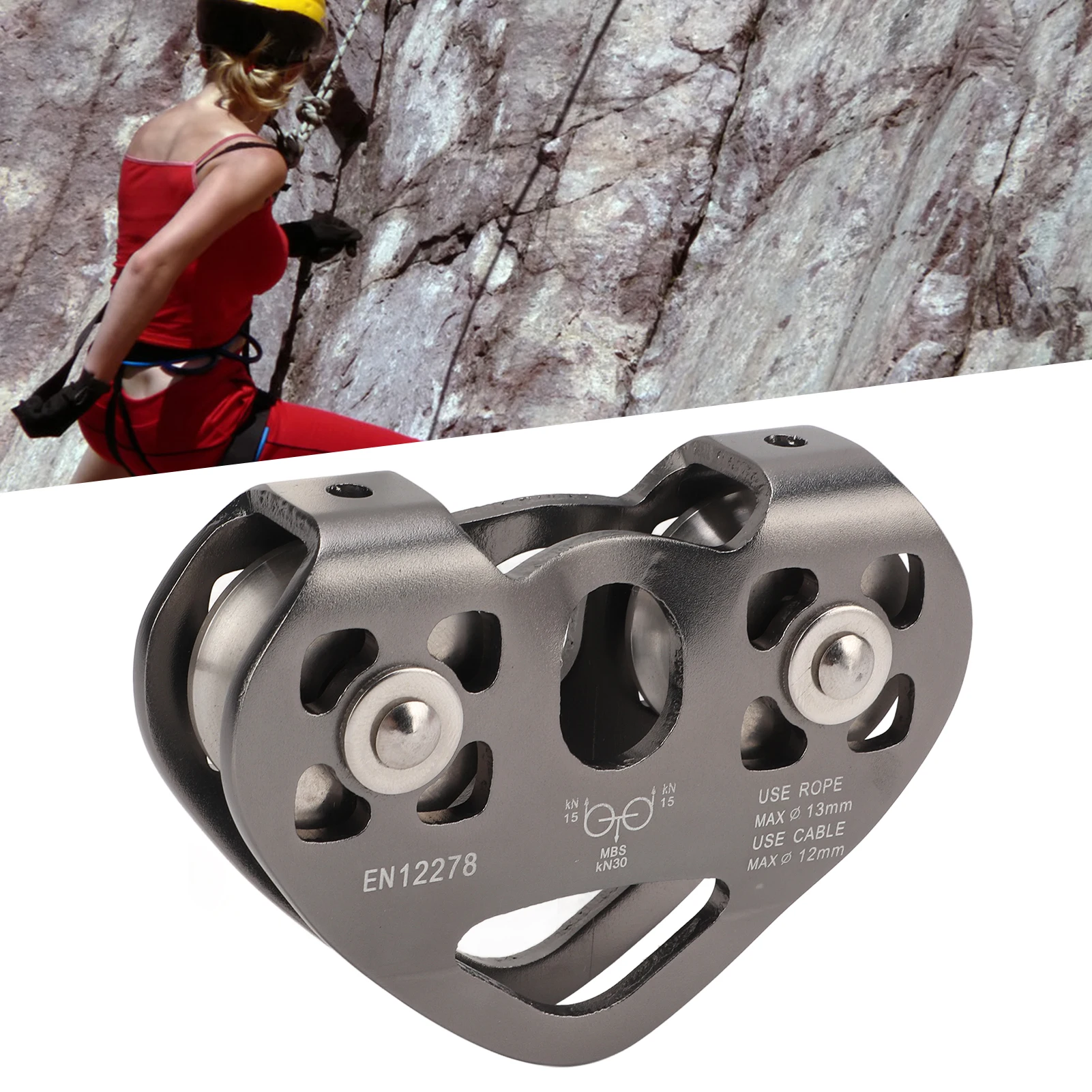 Mountaineering Pulley Aluminum Pulley Zipline Swivel Pulley Outdoor Rock Climbing Double Axle Double Pulley Transport Wheel
Mountaineering Pulley Aluminum Pulley Zipline Swivel Pulley Outdoor Rock Climbing Double Axle Double Pulley Transport Wheel