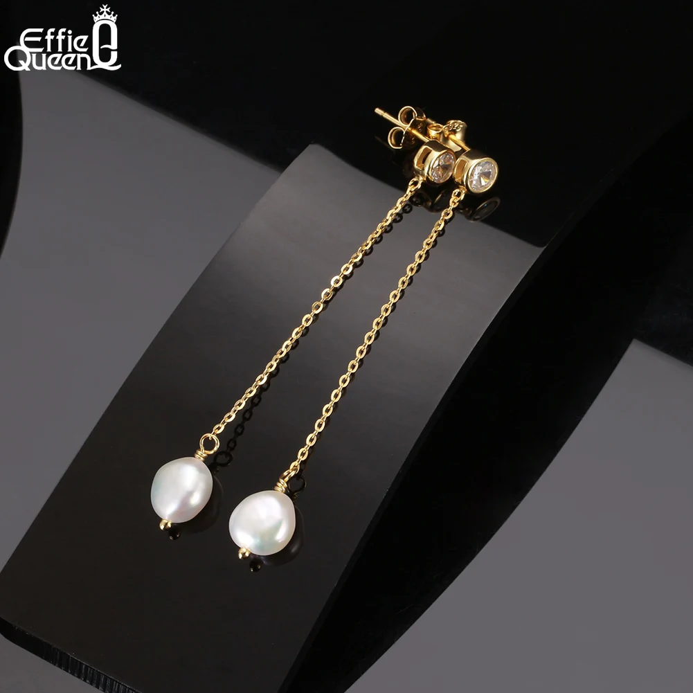 Effie Queen Trendy 925 Silver Long Natural Pearl Dangle Earring Zircon Fashion Elegant Tassel Drop Earrings Party Jewelry GPE19
Effie Queen Trendy 925 Silver Long Natural Pearl Dangle Earring Zircon Fashion Elegant Tassel Drop Earrings Party Jewelry GPE19