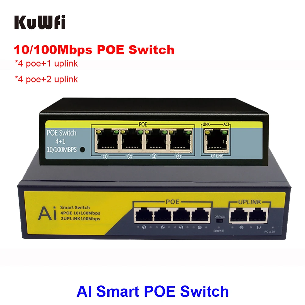 KuWFi POE коммутатор 10/100 Мбит/с 4 POE + 2 порта связи быстрый Ethernet сетевой коммутатор 250 м передача IEEE802.3AT/AF для ip-камеры NVR
KuWFi POE коммутатор 10/100 Мбит/с 4 POE + 2 порта связи быстрый Ethernet сетевой коммутатор 250 м передача IEEE802.3AT/AF для ip-камеры NVR