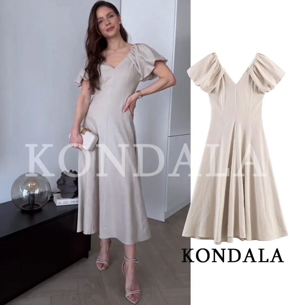 KONDALA Holiday Casual Long Dress Women Trendy Short Bubble Sleeve Dress 2026 Summer Fashion High Street Elegant V-Neck Dress
KONDALA Holiday Casual Long Dress Women Trendy Short Bubble Sleeve Dress 2026 Summer Fashion High Street Elegant V-Neck Dress