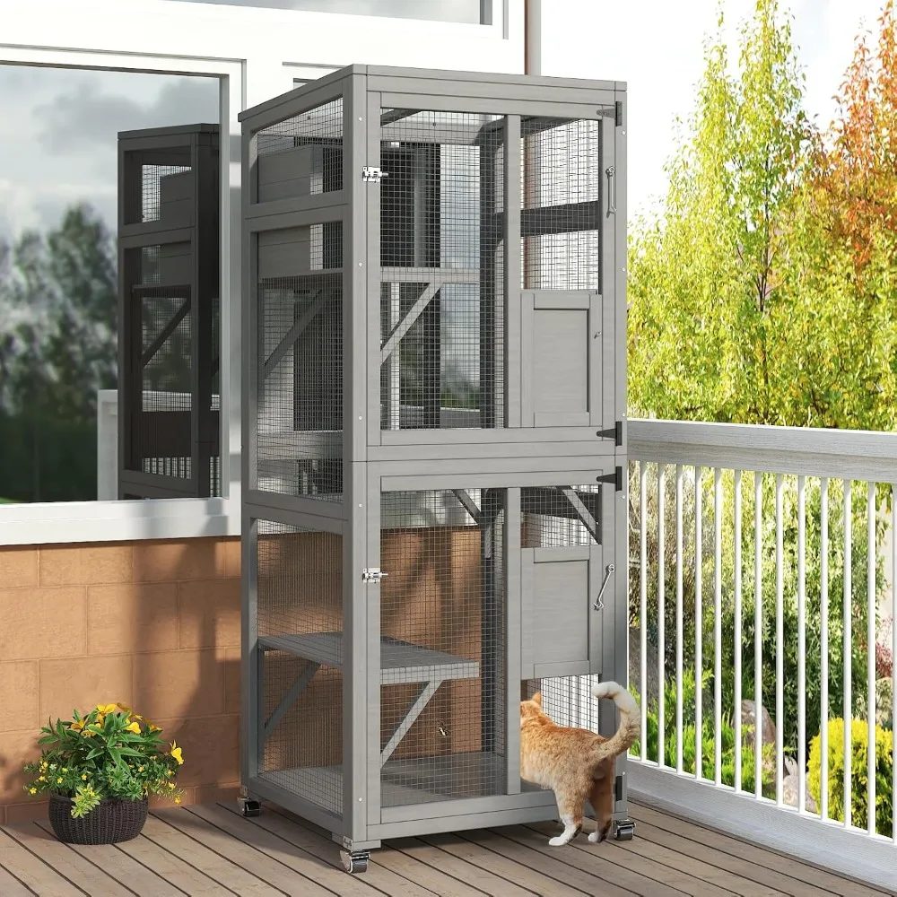 Cat Catio Outdoor Enclosure, 4 Tiers Cat Playen Catio with Wheels, Resting Box, Sunshine Panel Waterproof Roof, Large Pet House
Cat Catio Outdoor Enclosure, 4 Tiers Cat Playen Catio with Wheels, Resting Box, Sunshine Panel Waterproof Roof, Large Pet House