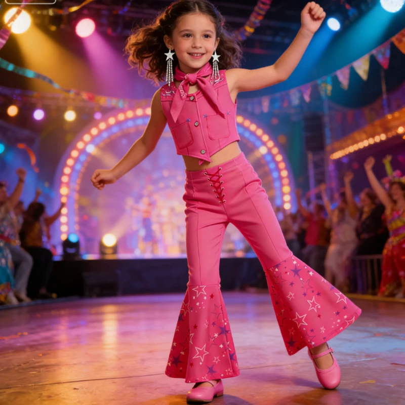 Carnival New Movie Margot Cosplay Costume Cowgirl Pink Star Vest+Flared Trousers Suits New Year Gift Birthday Party Costume
Carnival New Movie Margot Cosplay Costume Cowgirl Pink Star Vest+Flared Trousers Suits New Year Gift Birthday Party Costume
