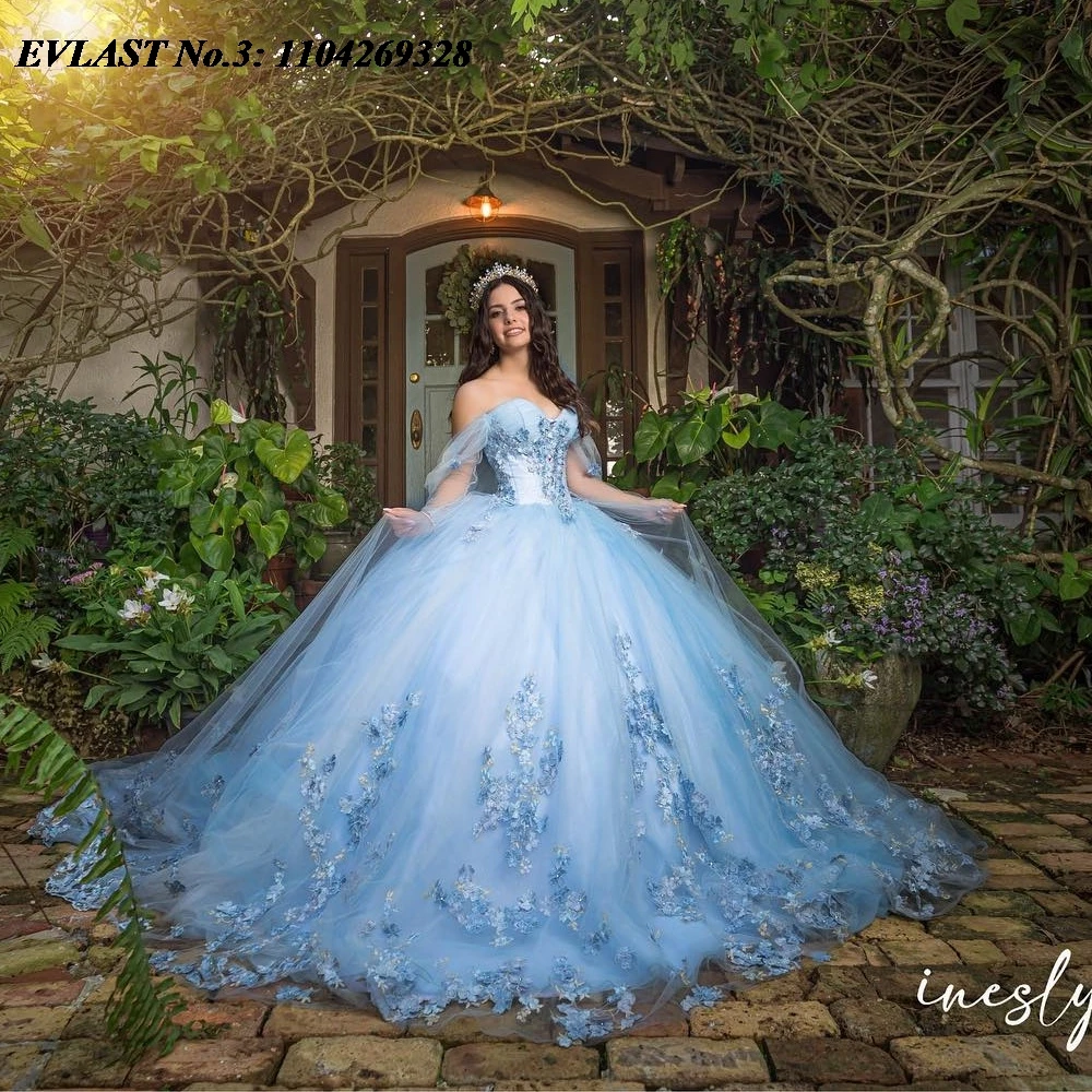 EVLAST Customized 2025 Sky Blue Quinceanera Dress Ball Gown Floral Lace Applique Beading Cape Sweet 16 Vestido De 15 Anos E3Q269
EVLAST Customized 2025 Sky Blue Quinceanera Dress Ball Gown Floral Lace Applique Beading Cape Sweet 16 Vestido De 15 Anos E3Q269