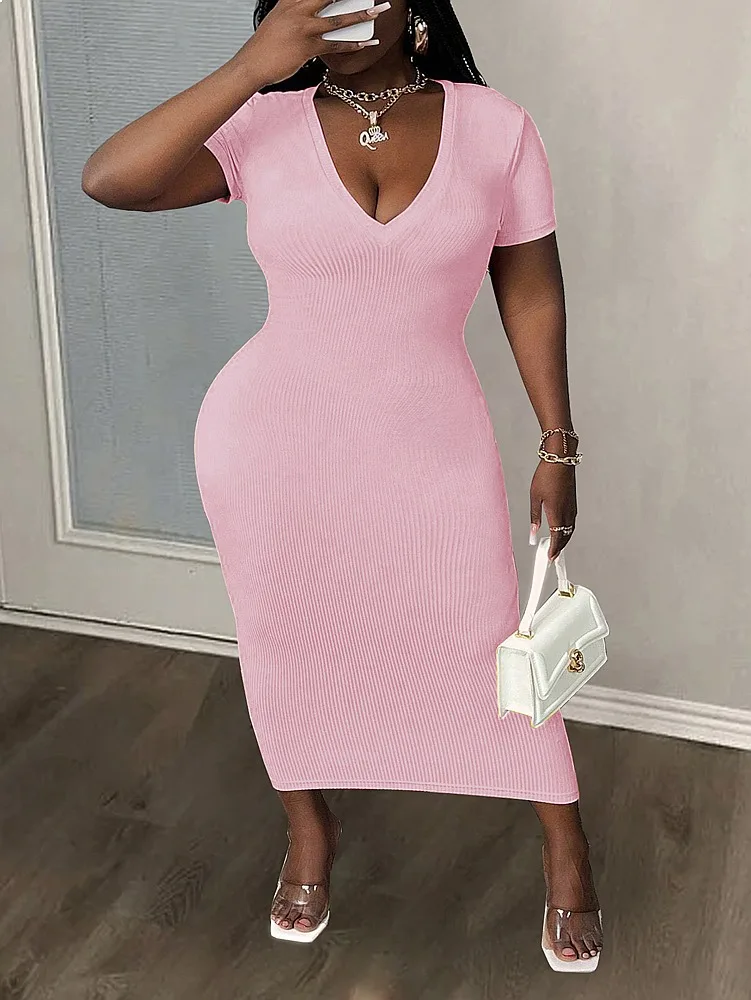 Plus Size 2025 Summer Short Sleeve V Neck Casual Basic Dress Polyester Loose Fit
Plus Size 2025 Summer Short Sleeve V Neck Casual Basic Dress Polyester Loose Fit