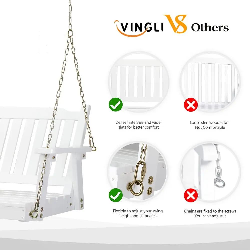 Heavy Duty 880 LBS 4 FT Outdoor Porch Swing, Patio Hanging Swing Bench for Yard, White
Heavy Duty 880 LBS 4 FT Outdoor Porch Swing, Patio Hanging Swing Bench for Yard, White