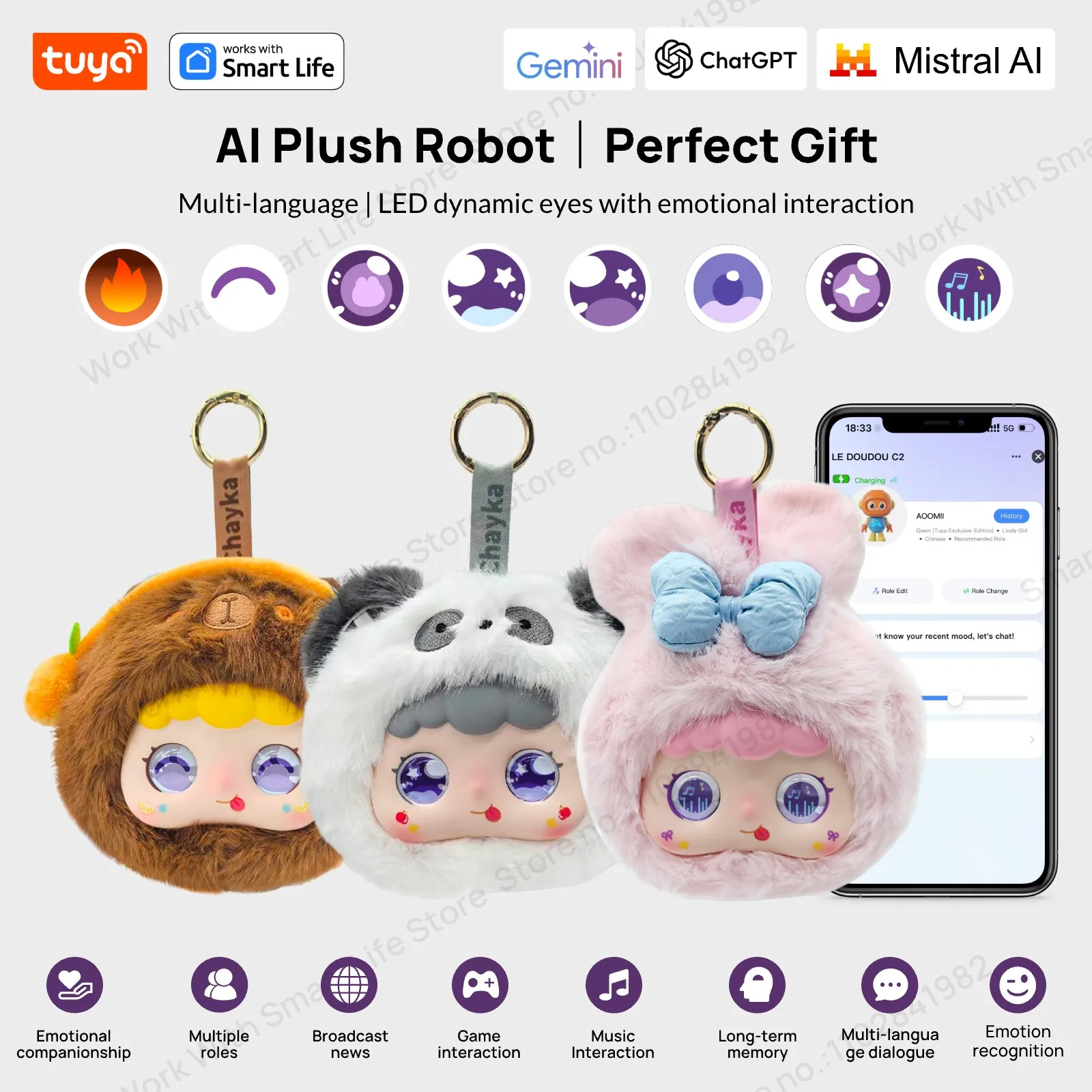 Panda:Tuya Smart Al Plush Robot | Perfect Gift-W/Interactive Eyes and Voice Control,Perfect for Kids Gift/Smart Home
Panda:Tuya Smart Al Plush Robot | Perfect Gift-W/Interactive Eyes and Voice Control,Perfect for Kids Gift/Smart Home