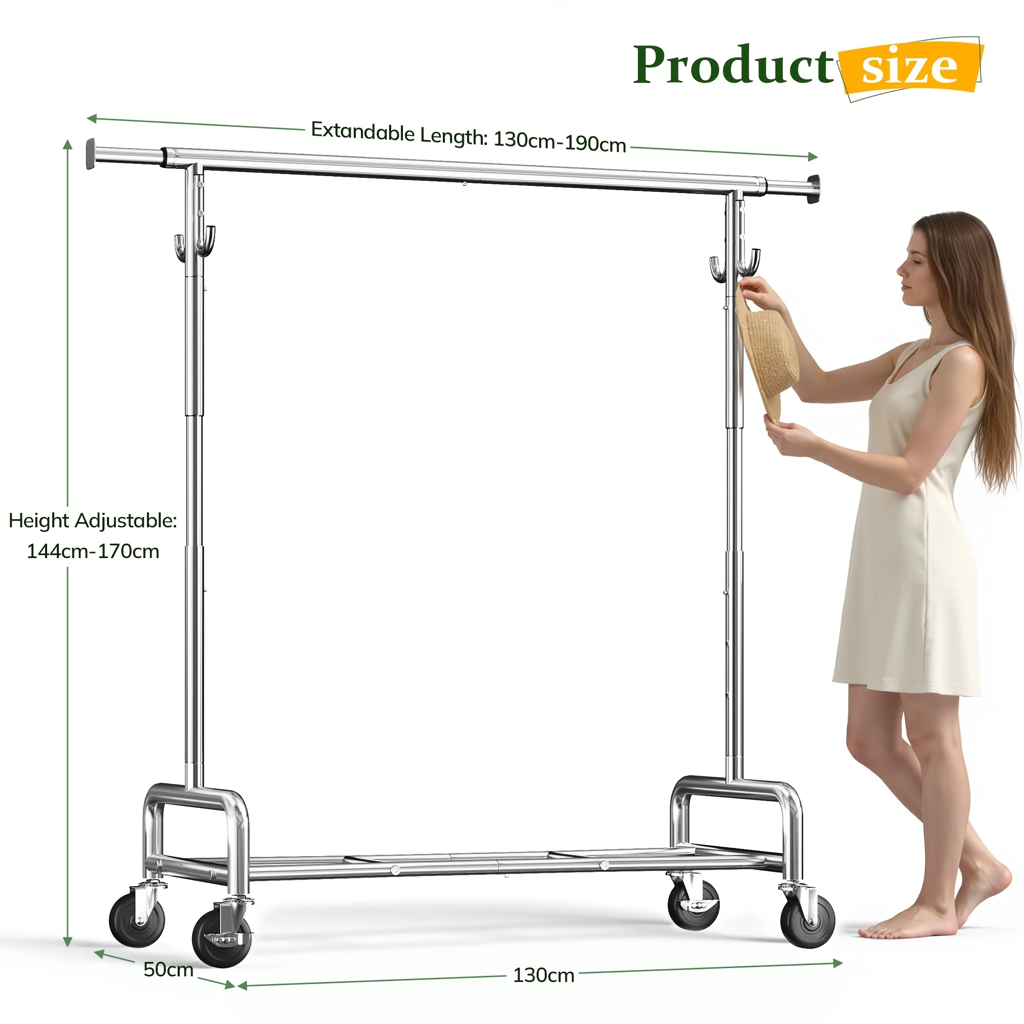 Heavy Duty Double Rail Clothes Rack, 285kg Industrial Clothing Rail for Bedroom with Bottom Shelf & Wheels
Heavy Duty Double Rail Clothes Rack, 285kg Industrial Clothing Rail for Bedroom with Bottom Shelf & Wheels