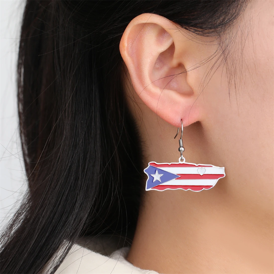 EUEAVAN Enamel Puerto Rico Map Flag Pendant Earrings Stainless Steel Gold Silver Color Fashion Heart Jewelry Gift For Women
EUEAVAN Enamel Puerto Rico Map Flag Pendant Earrings Stainless Steel Gold Silver Color Fashion Heart Jewelry Gift For Women
