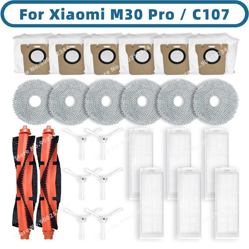 Compatible For Xiaomi M30 Pro C107 Replacement Spare Parts Accessories Main Side Brush Hepa Filter Mop Cloth Dust Bag
Compatible For Xiaomi M30 Pro C107 Replacement Spare Parts Accessories Main Side Brush Hepa Filter Mop Cloth Dust Bag
