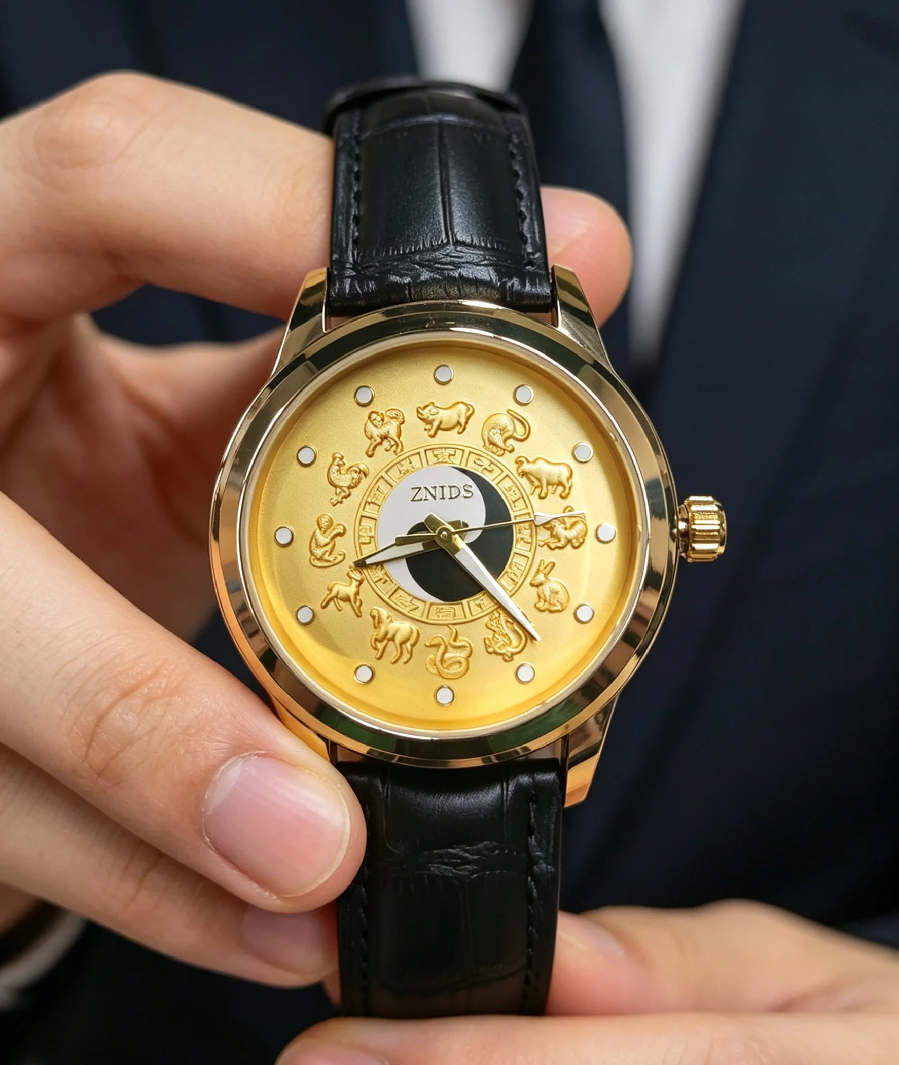 New Men's Quartz Watch with Chinese Zodiac and Tai Chi Pattern Dial, Round Case, Leather Strap, Elegant Casual Business Watch, Designed for Men's Daily Use and Special Occasions, with a Unique Traditional Style
New Men's Quartz Watch with Chinese Zodiac and Tai Chi Pattern Dial, Round Case, Leather Strap, Elegant Casual Business Watch, Designed for Men's Daily Use and Special Occasions, with a Unique Traditional Style