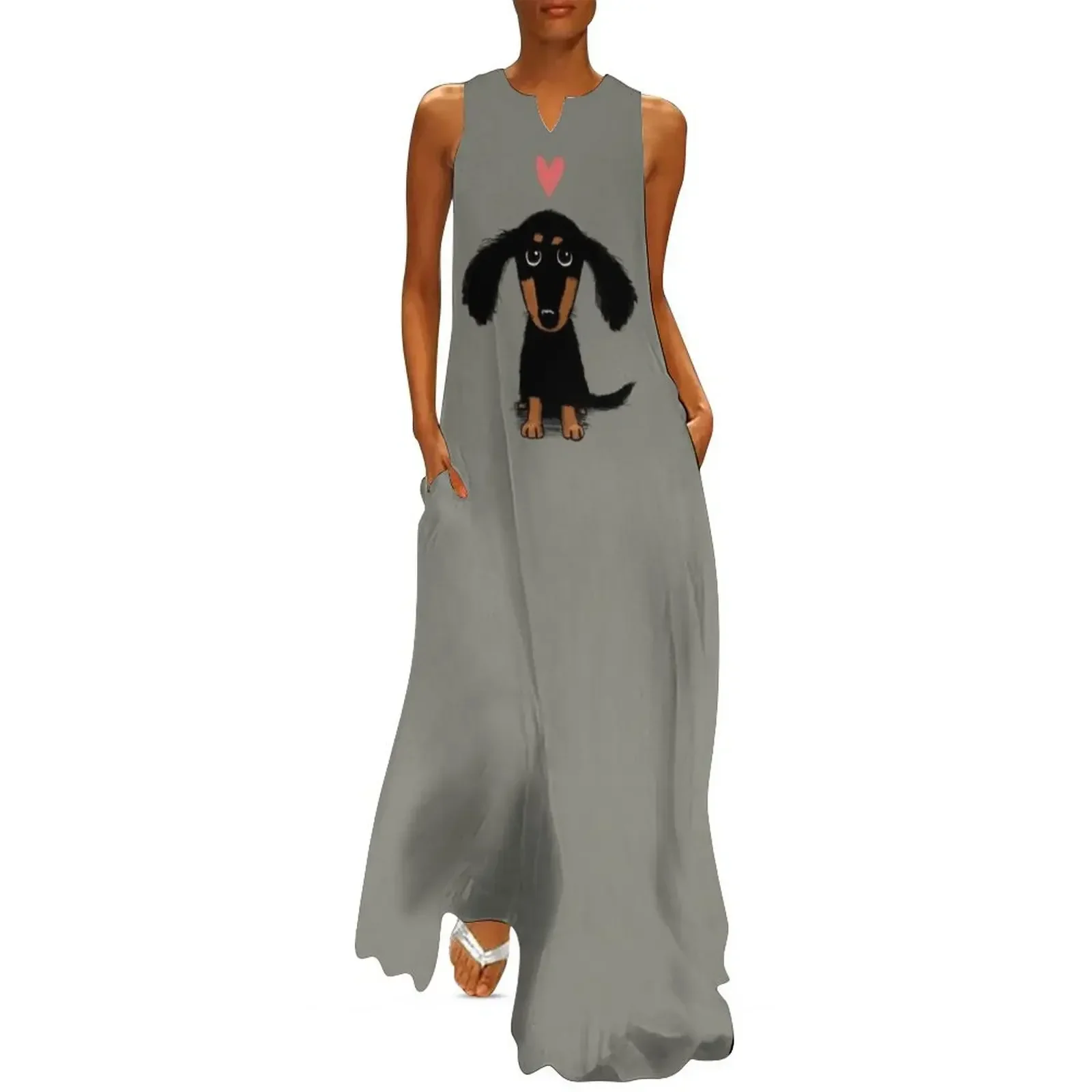 Dachshund Puppy Love Cute Black and Tan Wiener Dog with Heart Long Dress summer outfits for women 2025 Dress
Dachshund Puppy Love Cute Black and Tan Wiener Dog with Heart Long Dress summer outfits for women 2025 Dress