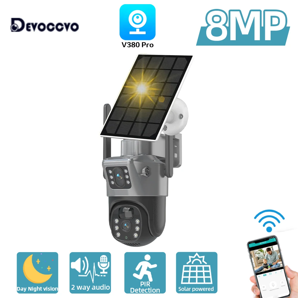 4K Dual Lens Solar Wireless PTZ IP Camera Outdoor 8MP AI Auto Tracking Battery Power Wifi CCTV Security Surveillance Camera
4K Dual Lens Solar Wireless PTZ IP Camera Outdoor 8MP AI Auto Tracking Battery Power Wifi CCTV Security Surveillance Camera