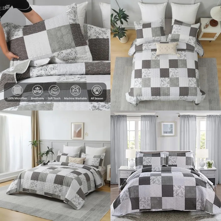 Floral Quilt Set Size Patchwork Plaid Bedding Set Flower Reversible Bedspread Morden Lightweight Coverlet Black Plaid Quilts Be
Floral Quilt Set Size Patchwork Plaid Bedding Set Flower Reversible Bedspread Morden Lightweight Coverlet Black Plaid Quilts Be