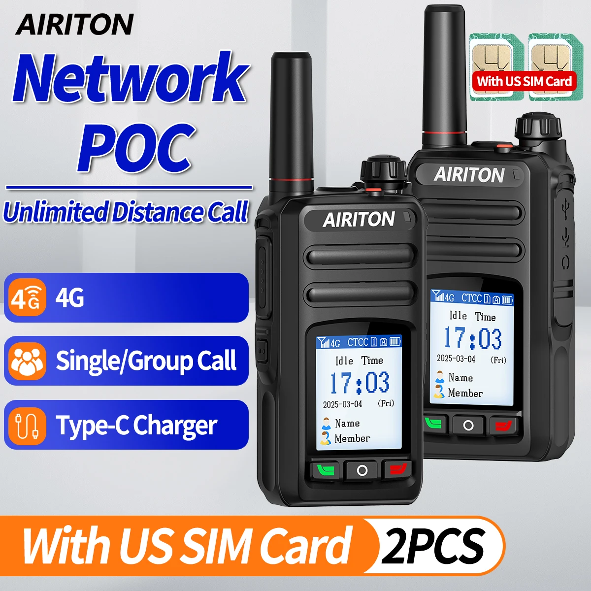 2PCS AIRITON AI-K8 Global POC Walkie Talkie Network Fast Radio Unlimited Range Nationwide 4G 5000 Miles Handheld Two Way Radio
2PCS AIRITON AI-K8 Global POC Walkie Talkie Network Fast Radio Unlimited Range Nationwide 4G 5000 Miles Handheld Two Way Radio