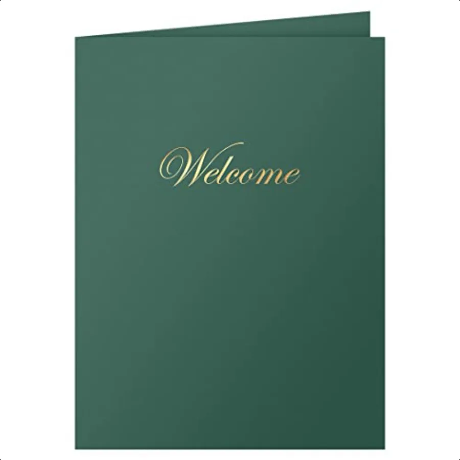 25 Count Green Welcome Pocket Folders Gold Foil Stamped for HR Profionals 9 x 12
25 Count Green Welcome Pocket Folders Gold Foil Stamped for HR Profionals 9 x 12