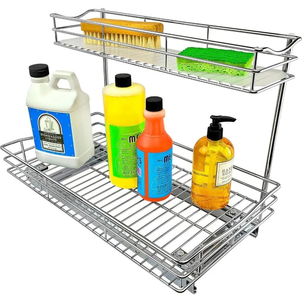 Pull Out Under Sink Kitchen Organizer 11.5 x 18 Inch Sliding Drawer Storage Shelf Chrome
Pull Out Under Sink Kitchen Organizer 11.5 x 18 Inch Sliding Drawer Storage Shelf Chrome