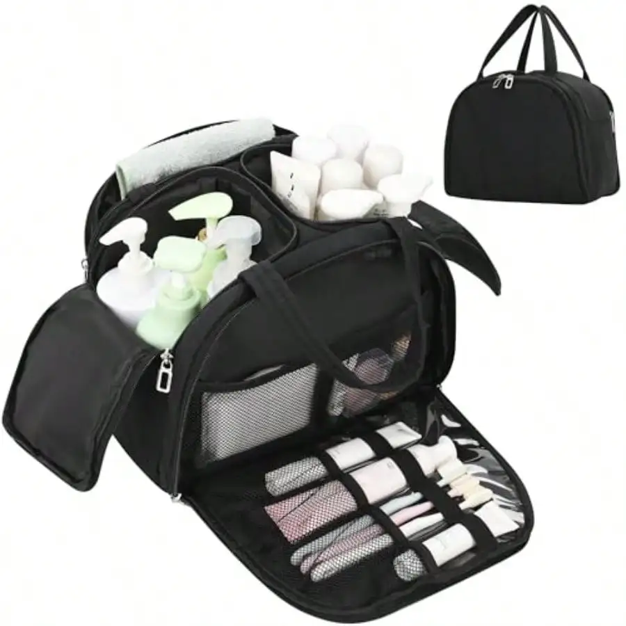 Travel Toiletry Bag, Lightweight Large Toiletry Bag For Women Wide-Open Ultra Light Cosmetic Makeup Bag Standing Toiletry Organizer With Handle For Full-Size Toiletries, Travel Essentials, Accessories
Travel Toiletry Bag, Lightweight Large Toiletry Bag For Women Wide-Open Ultra Light Cosmetic Makeup Bag Standing Toiletry Organizer With Handle For Full-Size Toiletries, Travel Essentials, Accessories