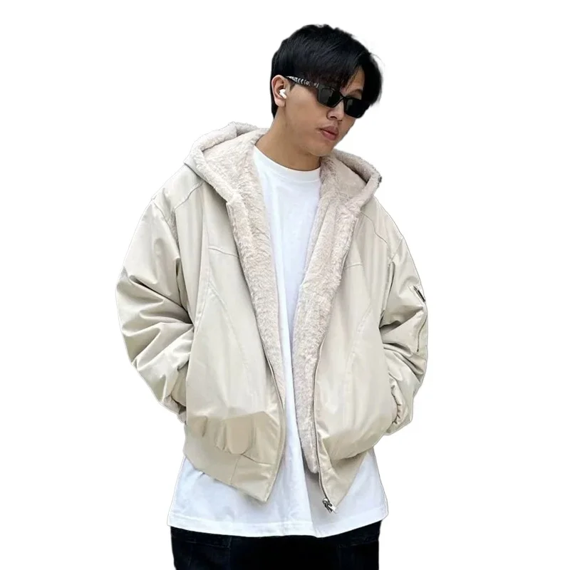 Double Side Wearable Faux Rabbit Fur Jacket Men Streetwear Hiphop Loose Casual Thick Hooded Baseball Jacket Boyfriend Parka Coat
Double Side Wearable Faux Rabbit Fur Jacket Men Streetwear Hiphop Loose Casual Thick Hooded Baseball Jacket Boyfriend Parka Coat
