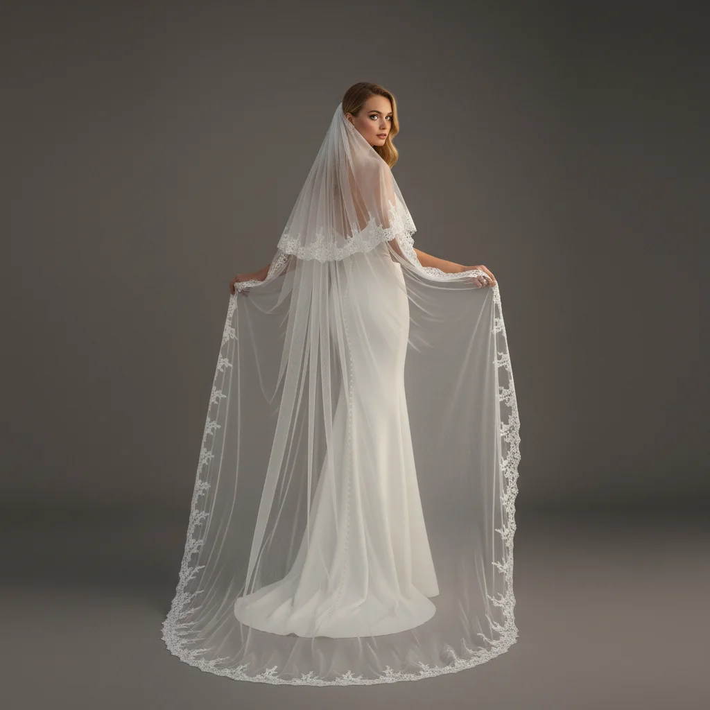 2 Layer Bridal Veil with Lace Edge Cathedral Length Tulle Wedding Veil Elegant Lace Applique Veil Whit Comb Wedding Dress G112
2 Layer Bridal Veil with Lace Edge Cathedral Length Tulle Wedding Veil Elegant Lace Applique Veil Whit Comb Wedding Dress G112