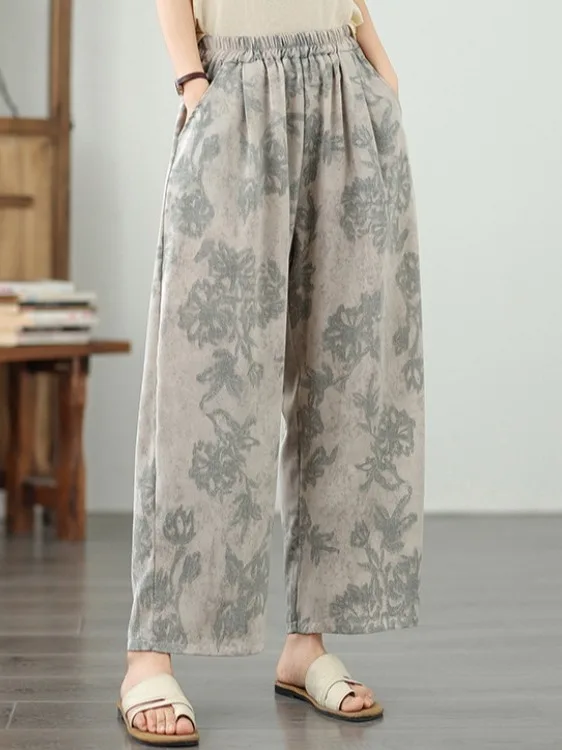 Summer Vintage Print Thin Loose Wide Leg Knife Pants High Waist Casual Versatile Long Trousers plus Size Women's Fashion
Summer Vintage Print Thin Loose Wide Leg Knife Pants High Waist Casual Versatile Long Trousers plus Size Women's Fashion