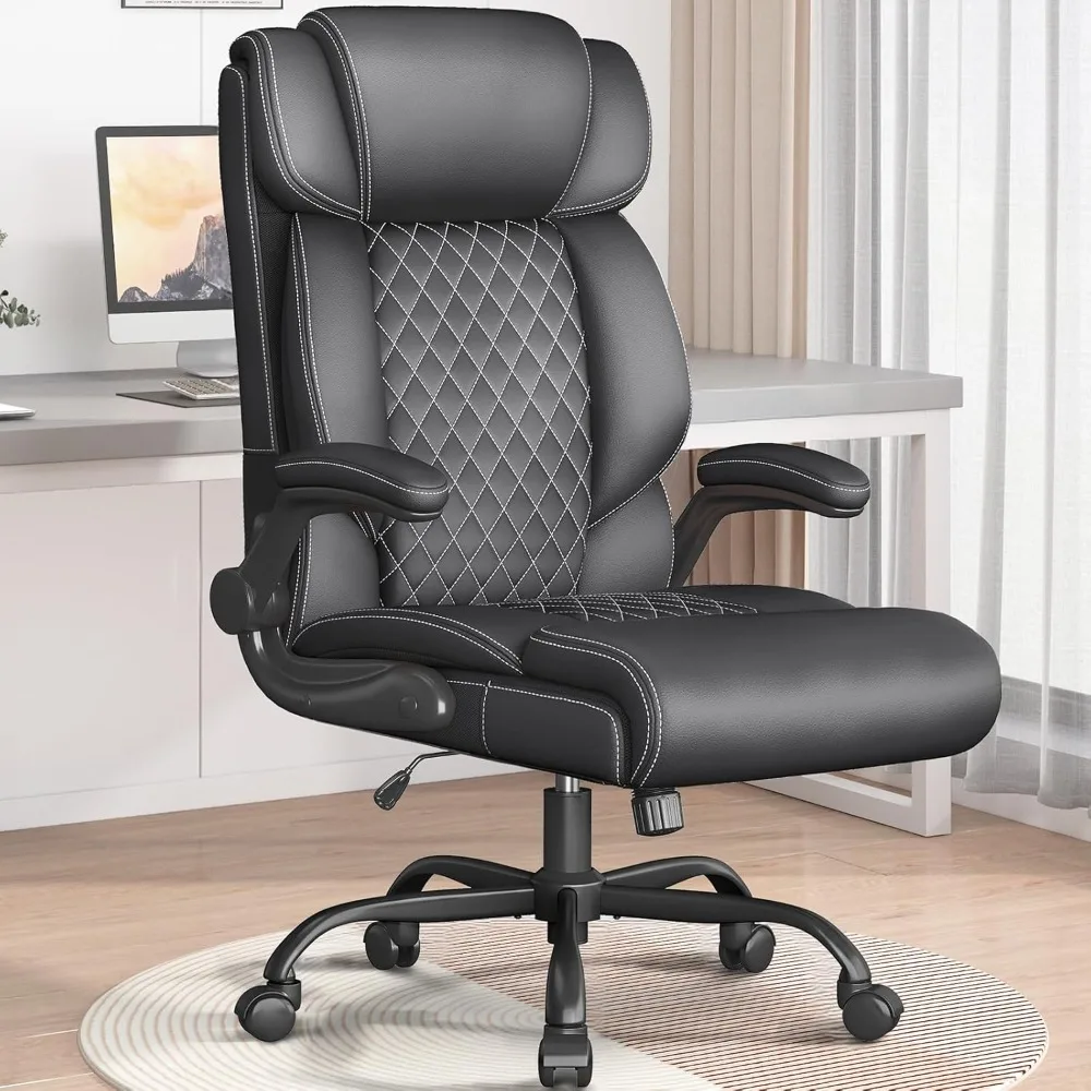 Executive High Back Breathable Comfy Desk Chair with Flip-up Armrests Lumbar Support-Ergonomic Leather Rolling Swivel Chair
Executive High Back Breathable Comfy Desk Chair with Flip-up Armrests Lumbar Support-Ergonomic Leather Rolling Swivel Chair
