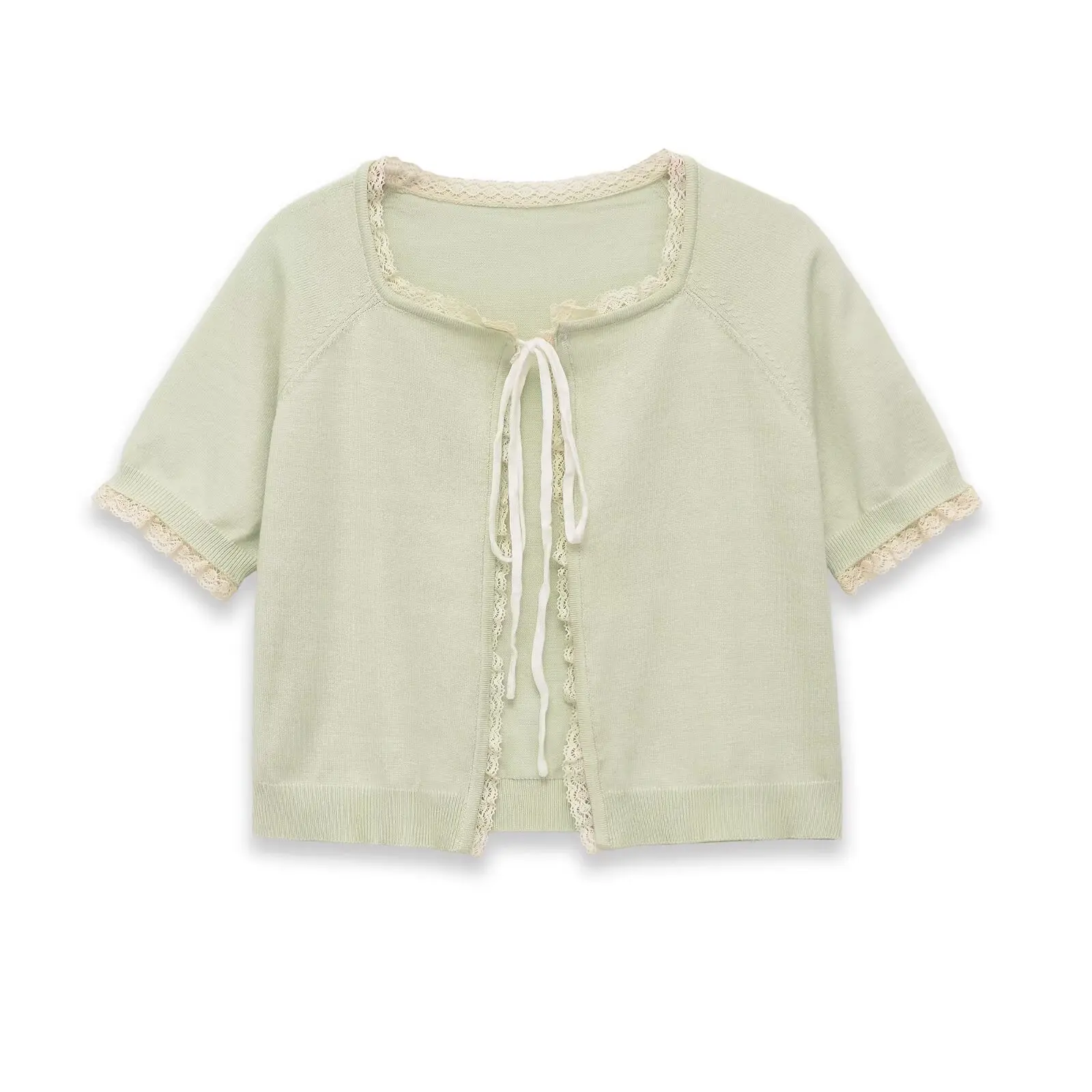 WOMEN 2026 Summer New Fashion Short-sleeved bow lace Knitted Cardigan Sweater Retro O Neck Casual Female Outerwear Chic Tops
WOMEN 2026 Summer New Fashion Short-sleeved bow lace Knitted Cardigan Sweater Retro O Neck Casual Female Outerwear Chic Tops
