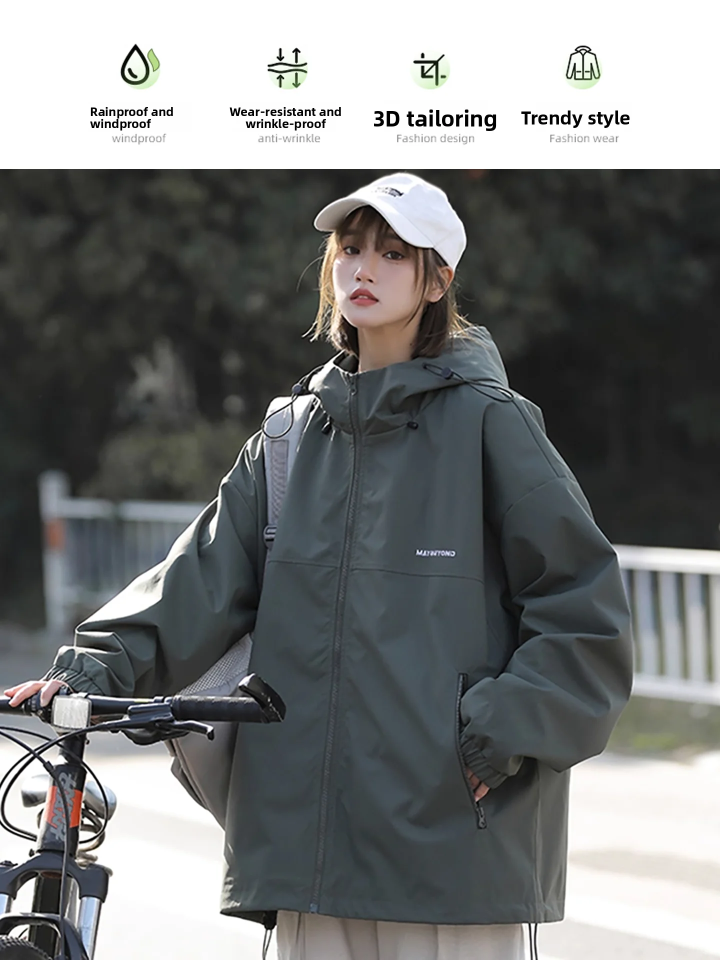 ex Spring Autumn Anti-Wind Waterproof Loose Outdoor Jaet Hooded Zipper Closure Faionable Urban Sle Polyester Fabric
ex Spring Autumn Anti-Wind Waterproof Loose Outdoor Jaet Hooded Zipper Closure Faionable Urban Sle Polyester Fabric