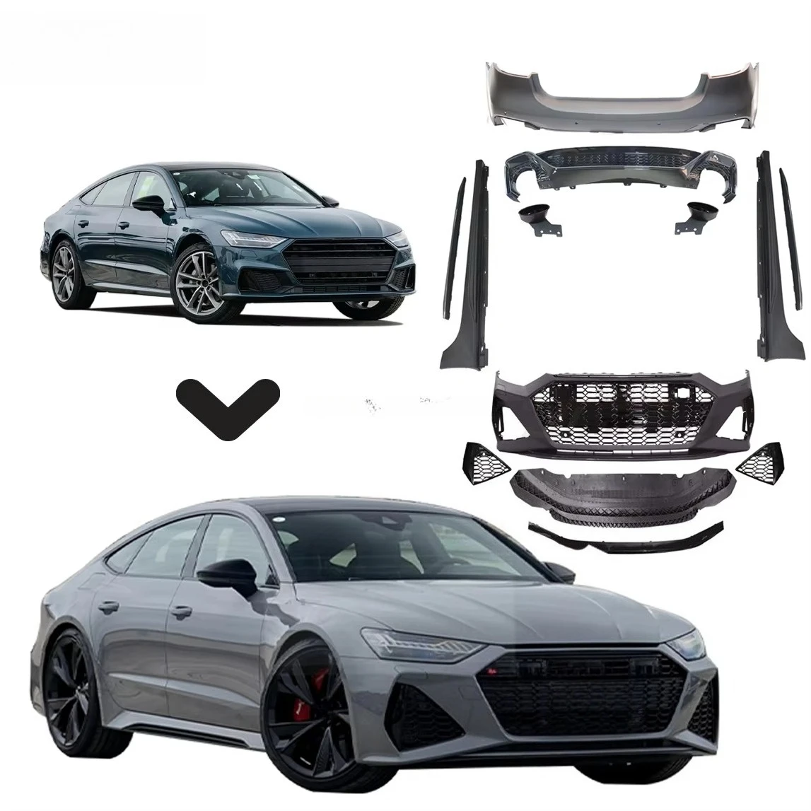 STLF Factory Refit retrofit PP Plastic Body Kit For A7 C8 40 45 55 TFSI Quattro 2019-2025 Upgrade to RS7 style car bumper assy
STLF Factory Refit retrofit PP Plastic Body Kit For A7 C8 40 45 55 TFSI Quattro 2019-2025 Upgrade to RS7 style car bumper assy