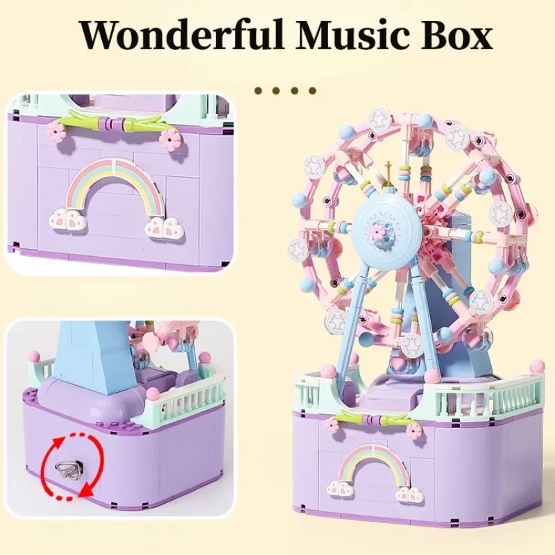 DIY Mini Building Blocks Music Box Rotating Carousel Ferris Wheel Toy Gifts for Girls
DIY Mini Building Blocks Music Box Rotating Carousel Ferris Wheel Toy Gifts for Girls