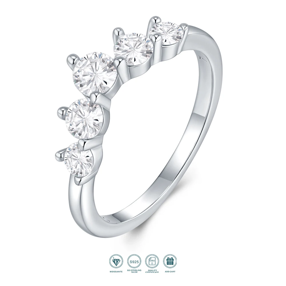 JIUZUAN S925 Sterling Silver Moissanite Five Stone Ring for Women Classic Prong Setting Elegant Simple Band Jewelry Gift Style
JIUZUAN S925 Sterling Silver Moissanite Five Stone Ring for Women Classic Prong Setting Elegant Simple Band Jewelry Gift Style