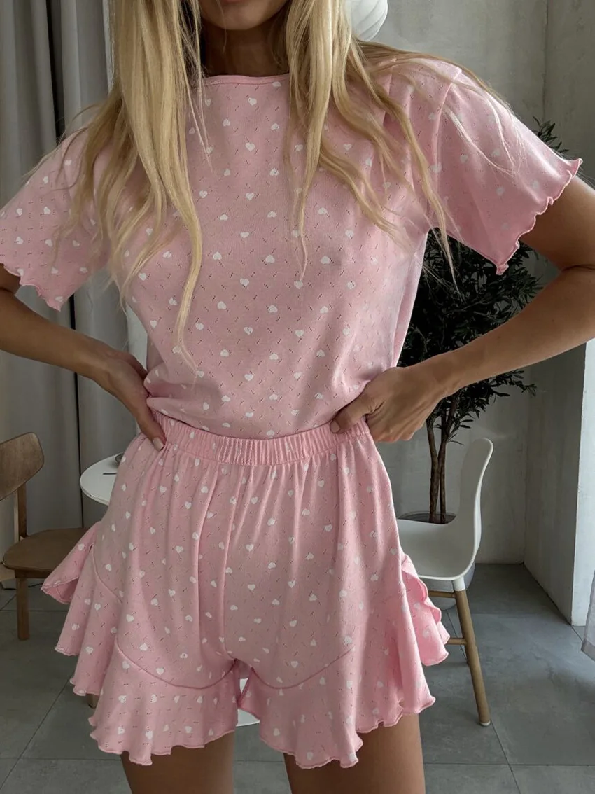 Marthaqiqi Printing Women Pajamas Suit O-Neck Sleepwear Short Sleeve Nightwear Crop Top Nightie Shorts Loose Home Clothes Ladies
Marthaqiqi Printing Women Pajamas Suit O-Neck Sleepwear Short Sleeve Nightwear Crop Top Nightie Shorts Loose Home Clothes Ladies