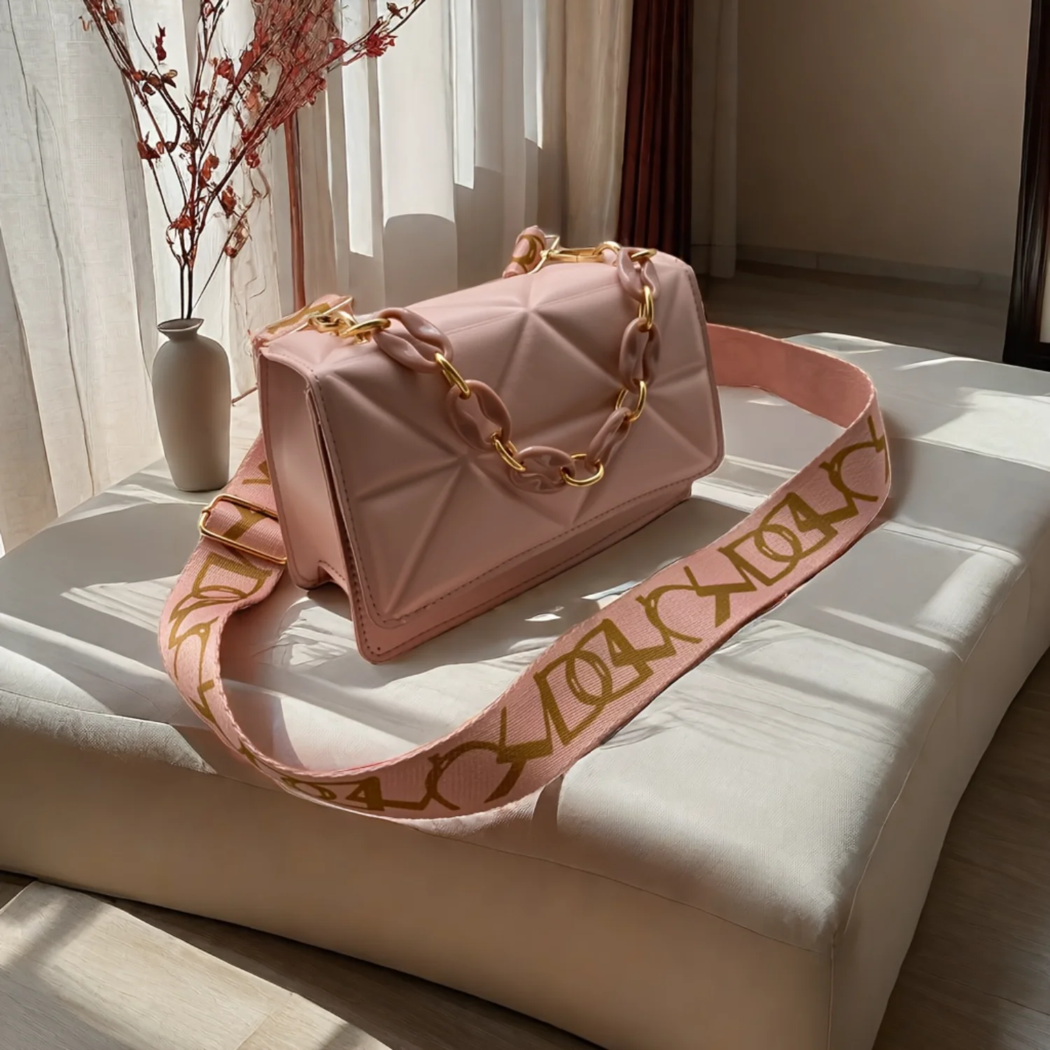Fashion PU Leather Shoulder Bag With Wide Strap, Vintage Casual Handbag, Chic Chunky Chain Small Crossbody Purse, Versatile For
Fashion PU Leather Shoulder Bag With Wide Strap, Vintage Casual Handbag, Chic Chunky Chain Small Crossbody Purse, Versatile For