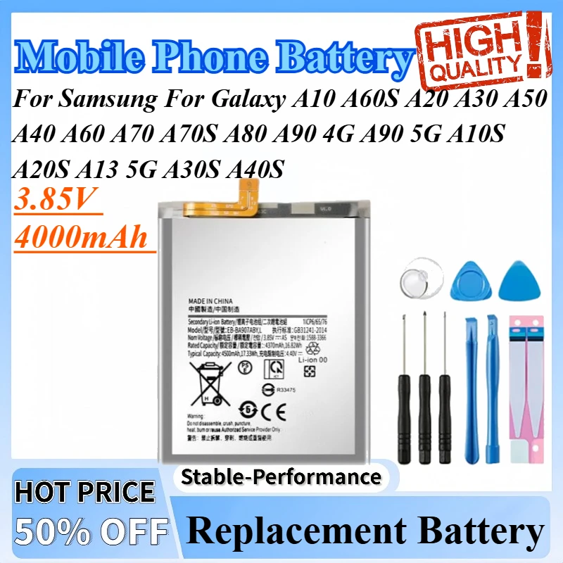 3.85V 4000mAh Battery For Samsung For Galaxy A10 A60S A20 A30 A50 A40 A60 A70 A70S A80 A90 4G A90 5G A10S A20S A13 5G A30S A40S
3.85V 4000mAh Battery For Samsung For Galaxy A10 A60S A20 A30 A50 A40 A60 A70 A70S A80 A90 4G A90 5G A10S A20S A13 5G A30S A40S