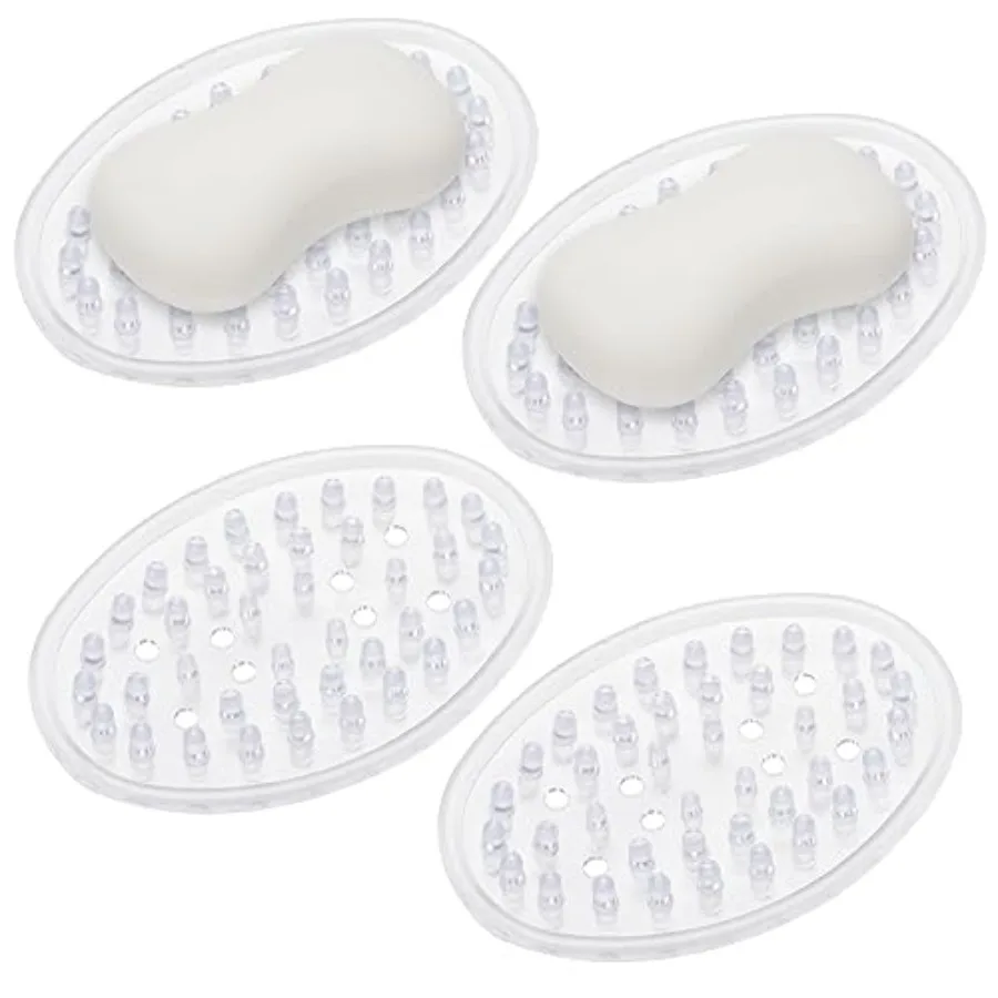 4 Pieces Plastic Soap Dish Clear Bar Holder Tray Self Draining Soap Saver with Holes Soap Container for Bathroom Counter en
4 Pieces Plastic Soap Dish Clear Bar Holder Tray Self Draining Soap Saver with Holes Soap Container for Bathroom Counter en
