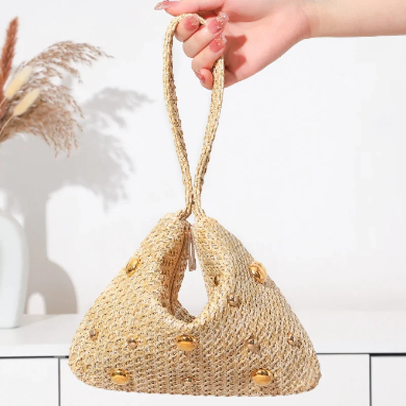 NEW Women's Fashion Woven Handbags Summer Metal Round Handle Straw Bags Commuter Banquet Clutch Bag
NEW Women's Fashion Woven Handbags Summer Metal Round Handle Straw Bags Commuter Banquet Clutch Bag