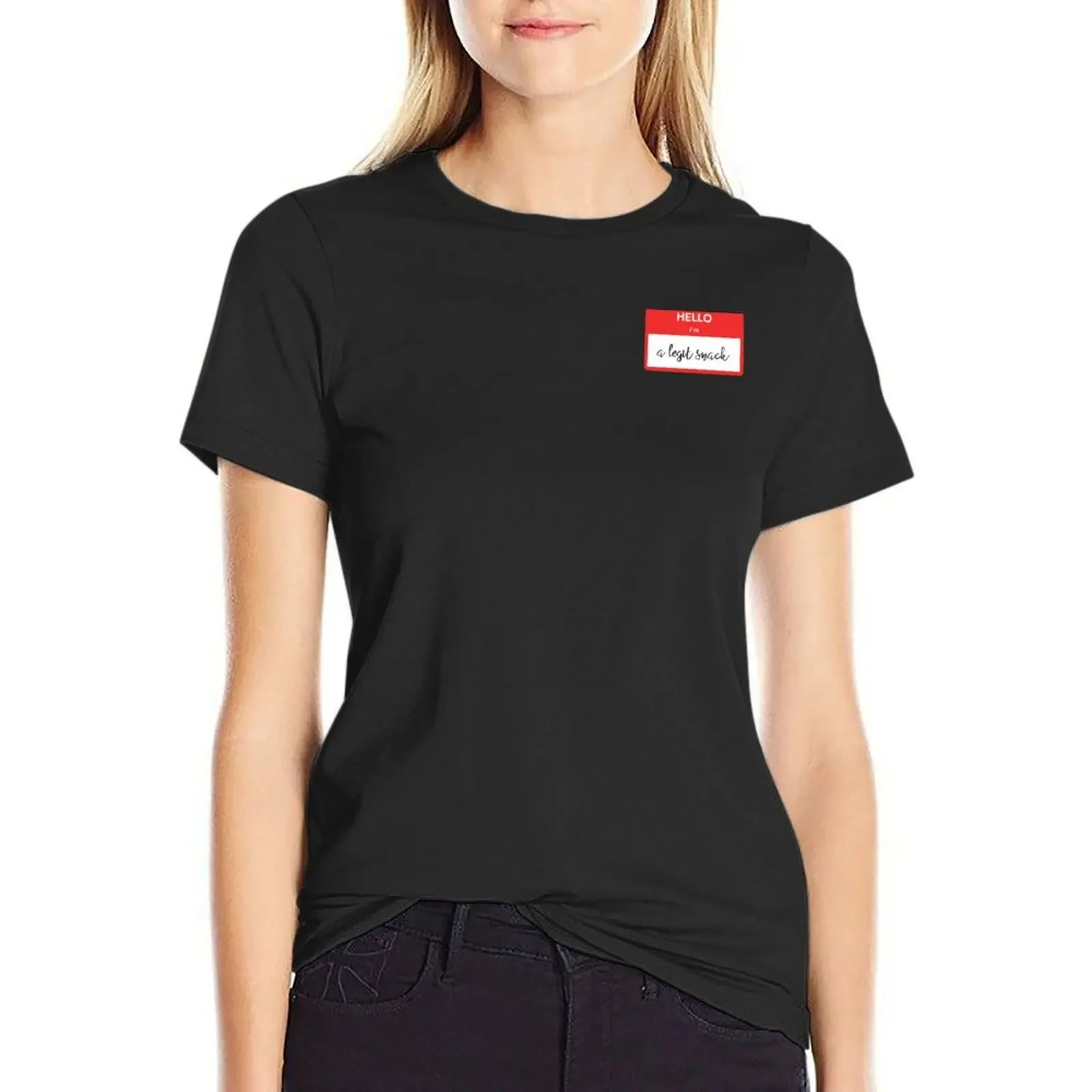 Hello, i'm a legit snack T-Shirt quick drying funny blacks cropped t shirts for Women
Hello, i'm a legit snack T-Shirt quick drying funny blacks cropped t shirts for Women